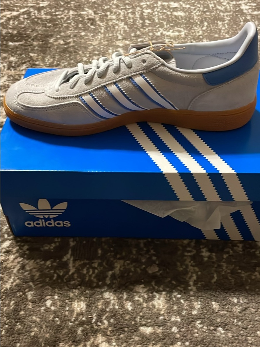 adidas Men’s Low-Top Suede Sneakers in Light Gray and Blue
